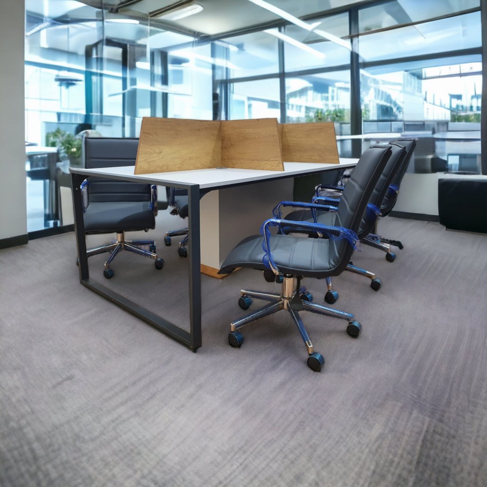 Apple for six person Multiple Workstation Desk - Petra Light Gray 