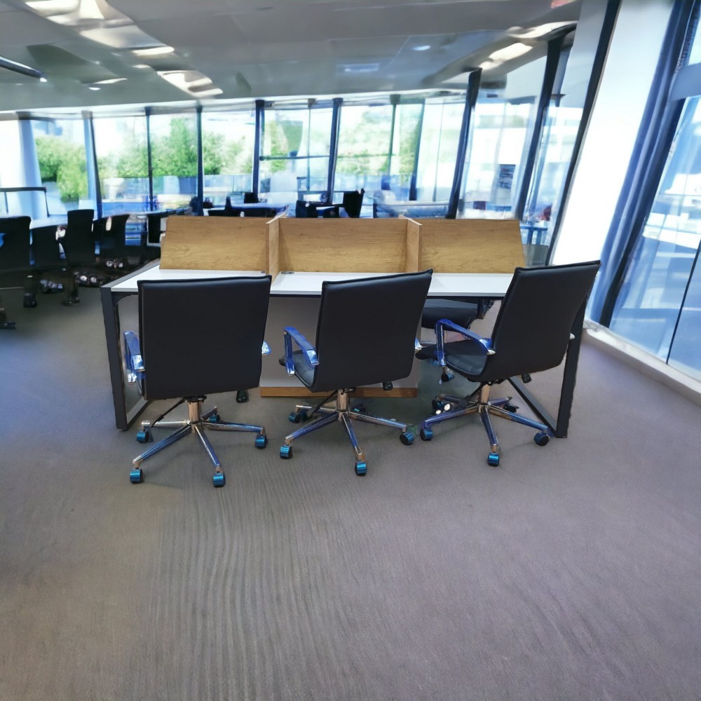 Apple for six person Multiple Workstation Desk - Petra Light Gray 