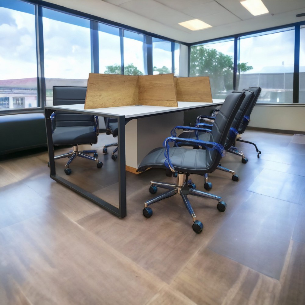 Apple for six person Multiple Workstation Desk - Petra Light Gray 