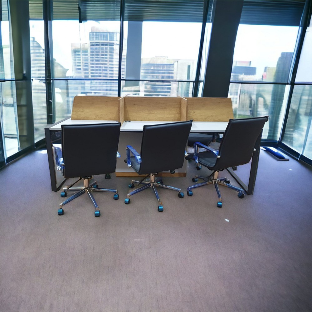 Apple for six person Multiple Workstation Desk - Petra Light Gray 