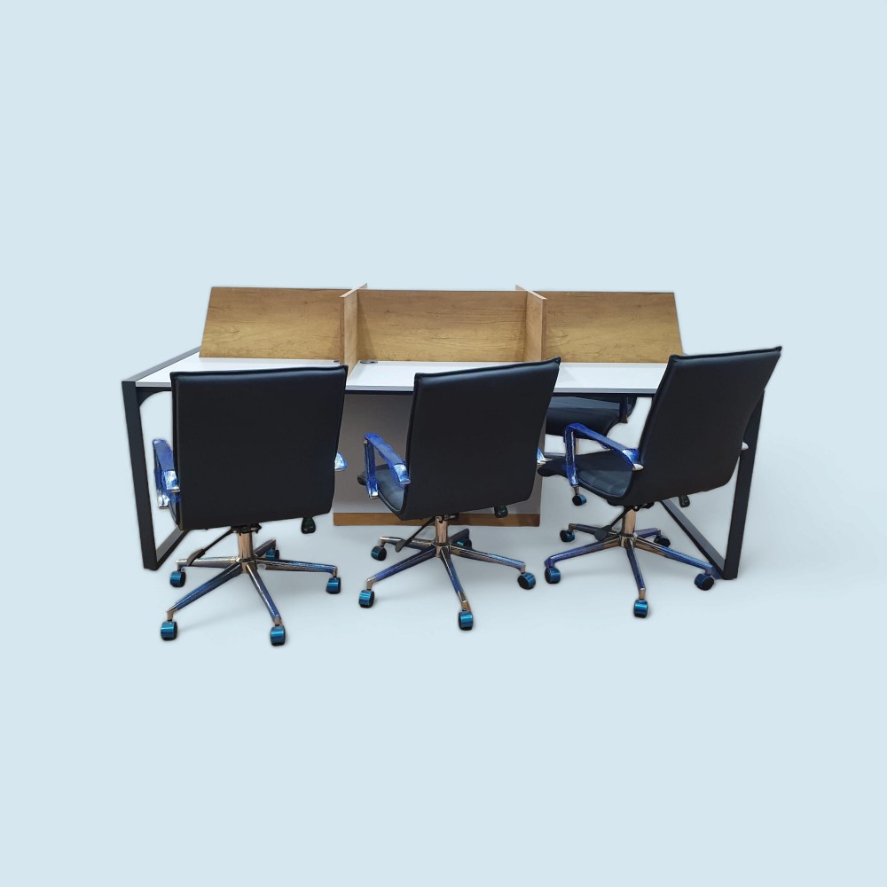 Apple for six person Multiple Workstation Desk - Petra Light Gray 