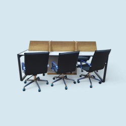 Apple for six person Multiple Workstation Desk - Petra Light Gray 