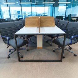 Apple for six person Multiple Workstation Desk - Petra Light Gray 