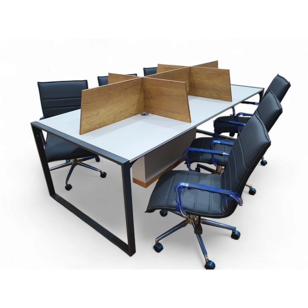 Apple for six person Multiple Workstation Desk - Petra Light Gray 