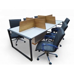 Apple for six person Multiple Workstation Desk - Petra Light Gray 