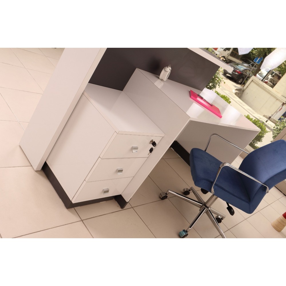 Box Office Reception Desk Table White Anthracite Istanbul