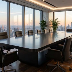 Large Black Lacquered Meeting Table For 20 People